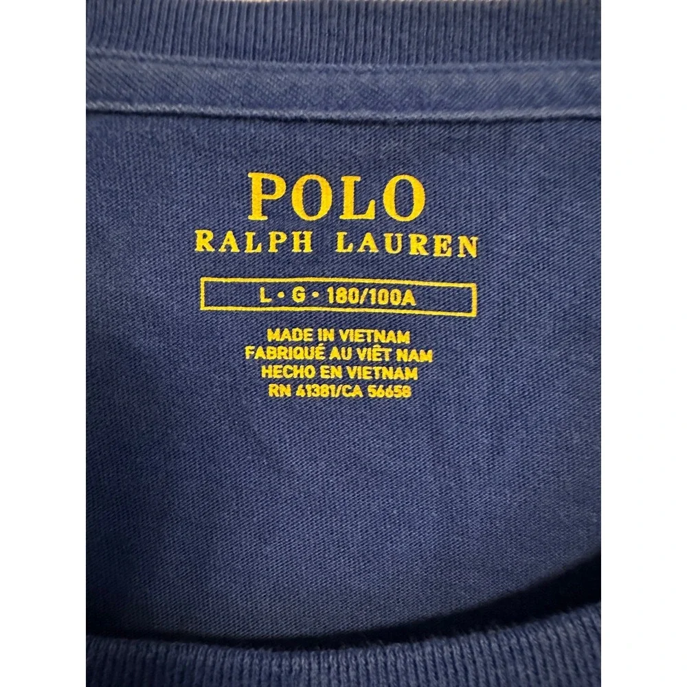 Polo Ralph Lauren Mens Long Sleeve T Shirt Pocket Crew Neck Blue